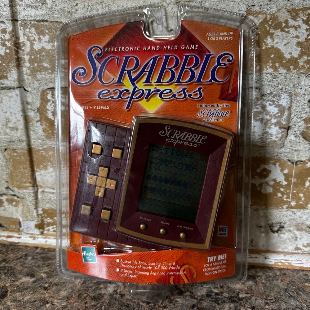 Hasbro Scrabble Express Handheld Electronic Game Burgundy New Vintage 1999 Retro